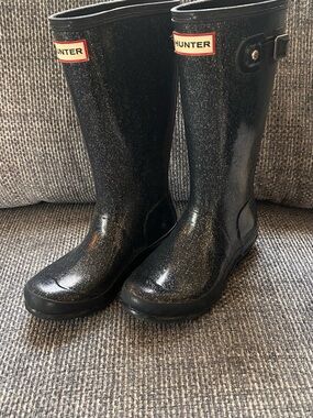 Hunter Starcloud Glitter Rain Boots fin navy size 2 kids great condition